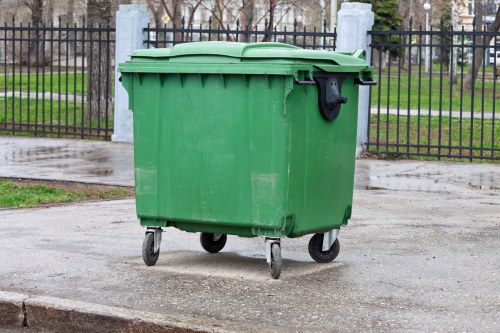 A delivered skip on a residential property in Aldgate