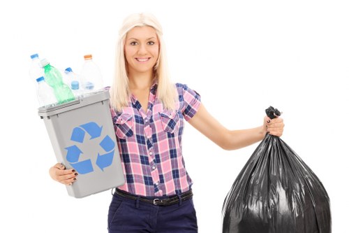 Recycling center in Aldgate with sorting bins