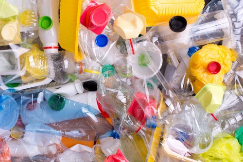 Organized construction site with effective waste management